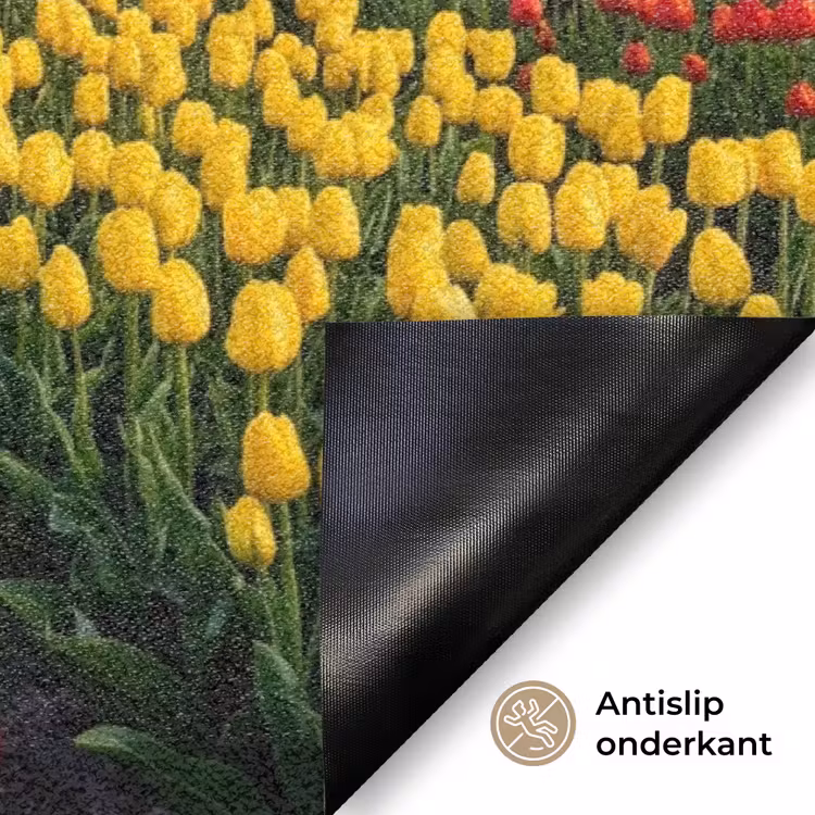 Tulpen - Holland - Molen - Kleurrijk Deurmat klein -antislip_NL