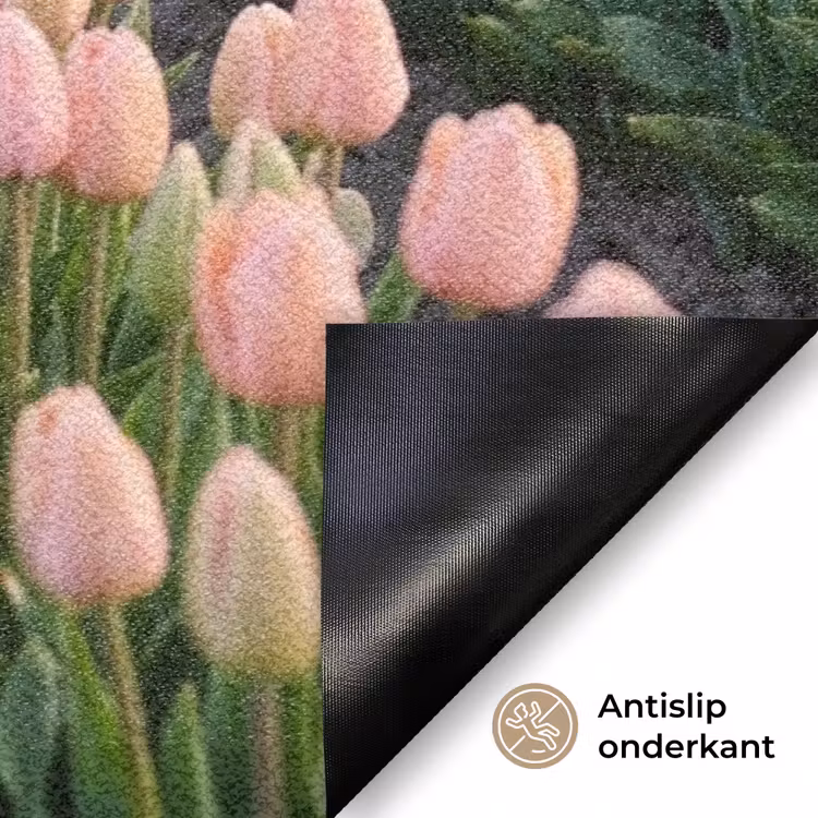Tulpen - Landschap - Roze Deurmat klein -antislip_NL