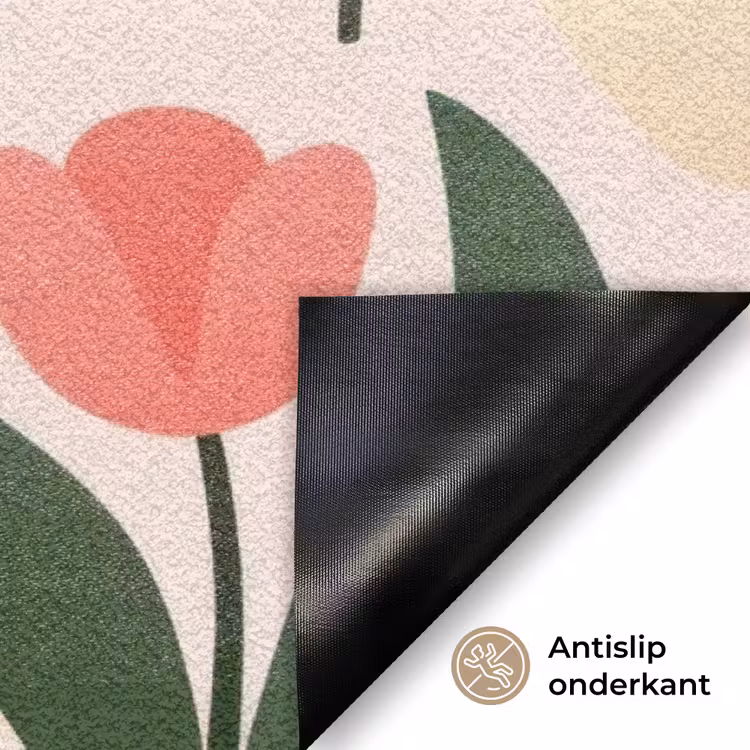 Tulpen - Modern - Roze Deurmat klein -antislip_NL
