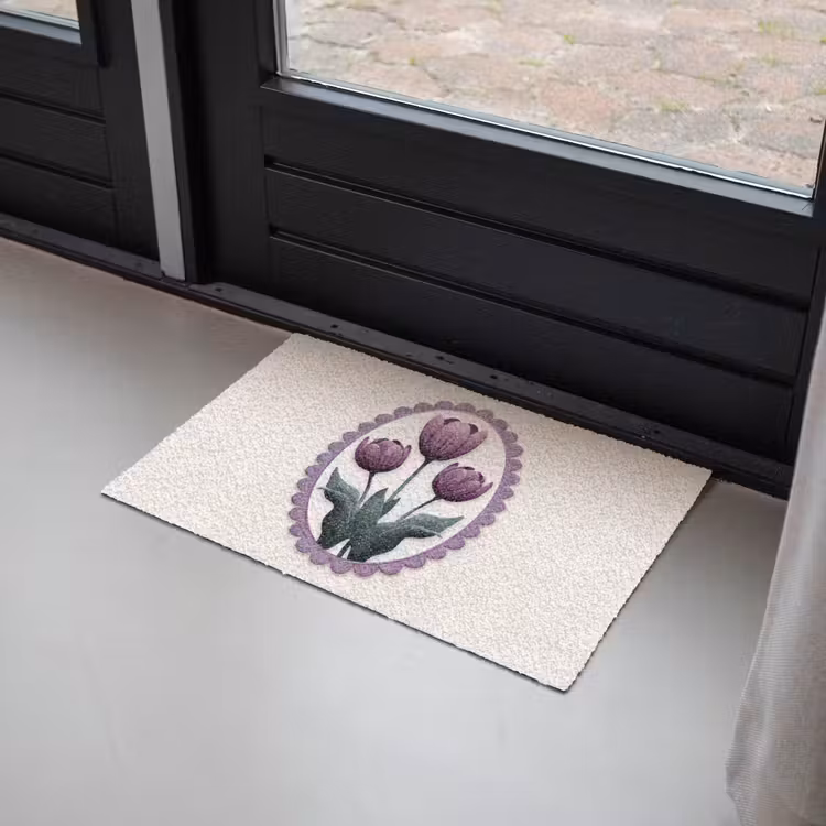 Tulpen - Paars - Lijst - Bladeren Deurmat klein -sfeer2