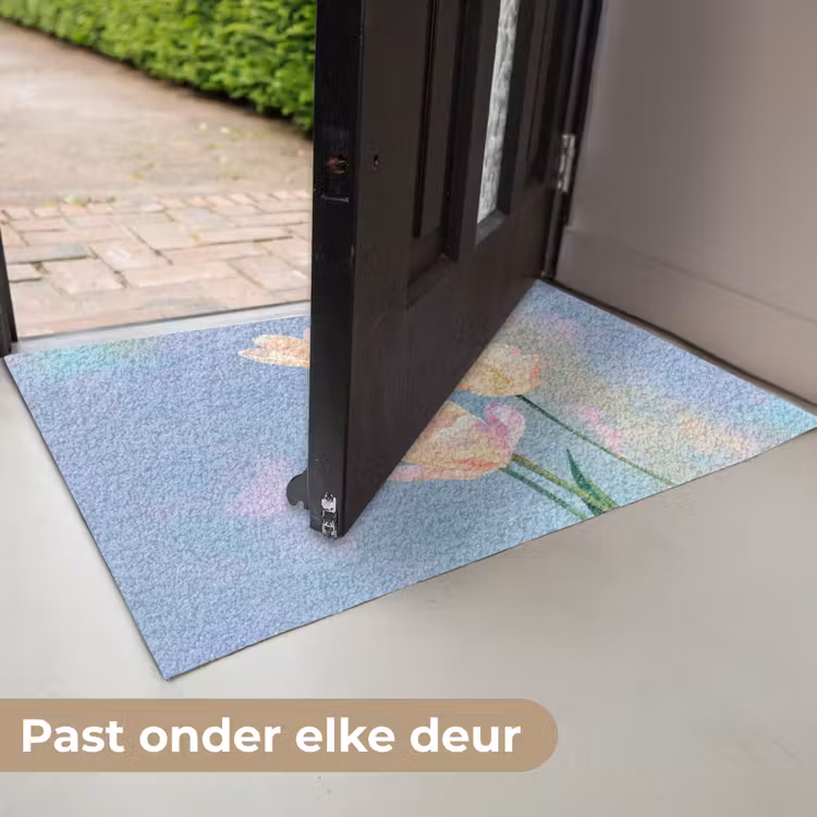 Tulpen - Roze accenten - Blauw Deurmat klein -USP_NL