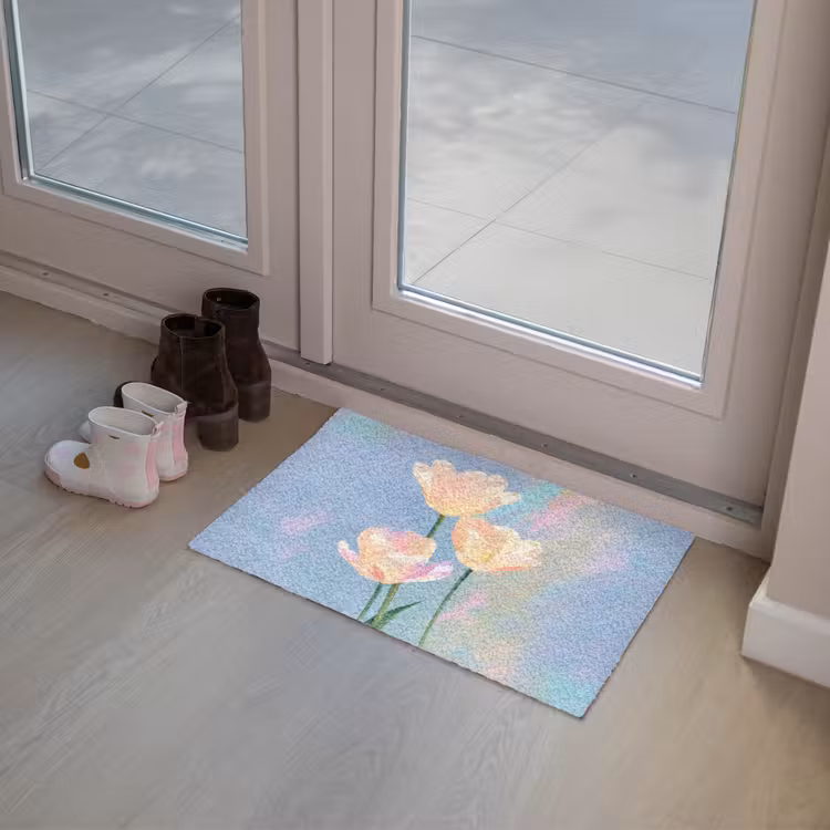 Tulpen - Roze accenten - Blauw Deurmat klein -sfeer3