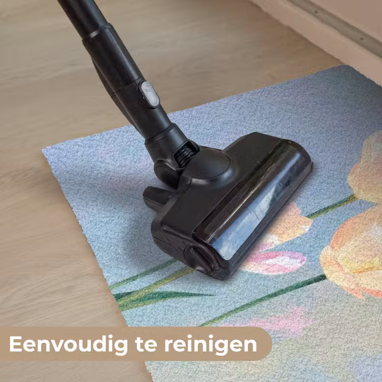 Tulpen - Roze accenten - Blauw Deurmat klein -reinigen_NL
