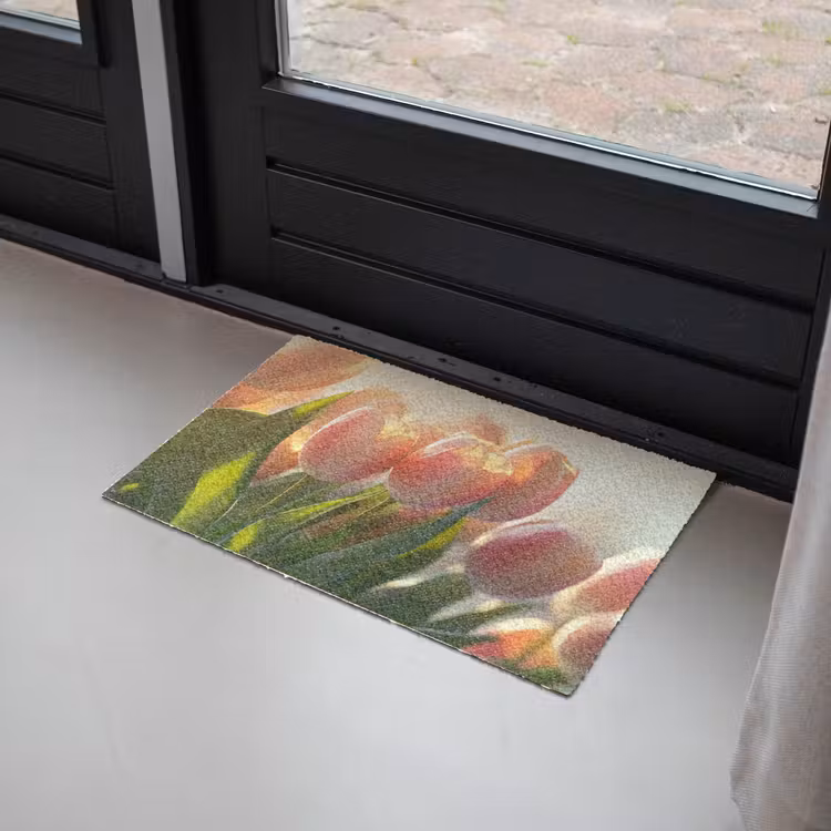 Tulpen - Roze - Zonnestralen Deurmat klein -sfeer2