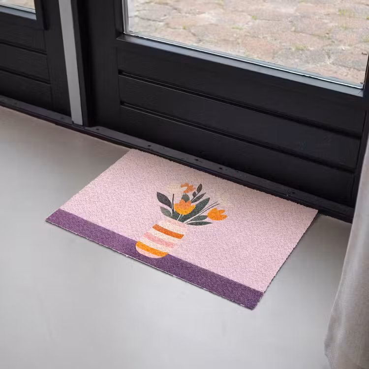 Tulpen - Vaas - Strepen - Paars Deurmat klein -sfeer2
