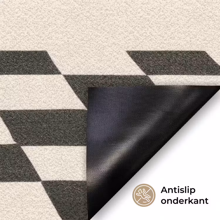 Vaas - Blauw - Geblokt - Modern Deurmat klein -antislip_NL