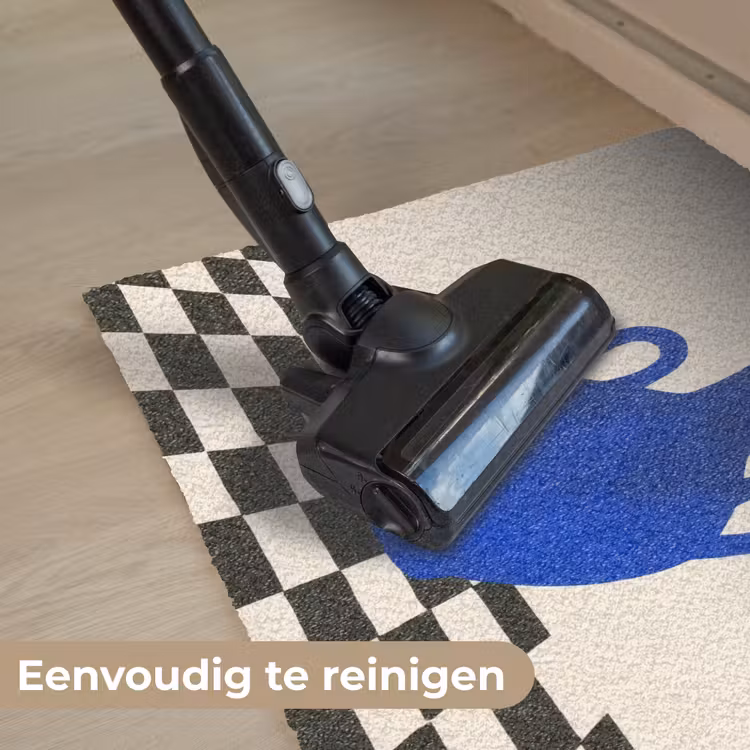 Vaas - Blauw - Geblokt - Modern Deurmat klein -reinigen_NL