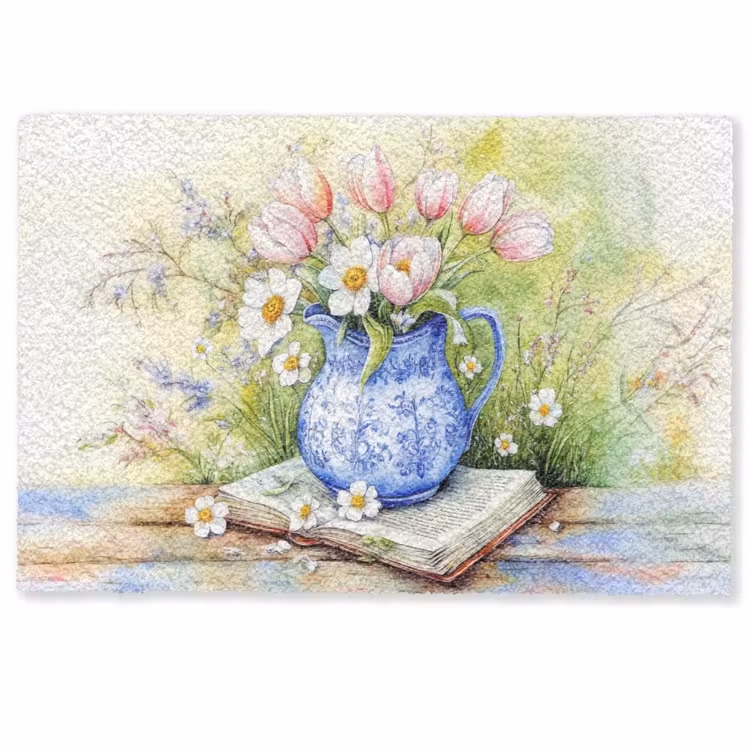 Vaas - Delftsblauw - Madeliefjes Deurmat klein -zkaufland3d