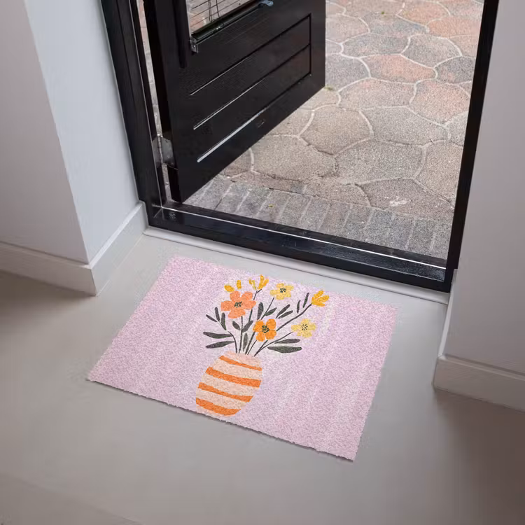 Vaas - Gestreept - Bloemen - Oranje Deurmat klein -sfeer5