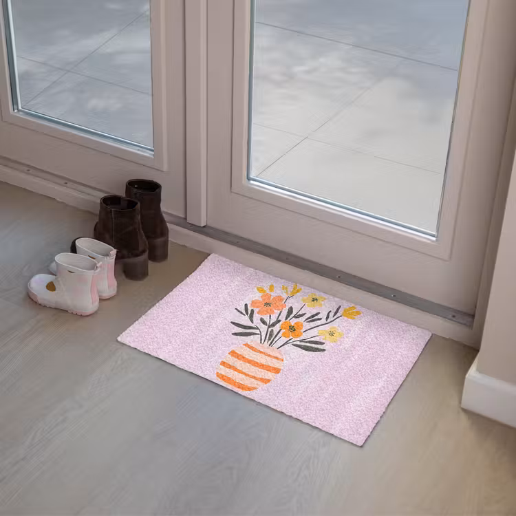 Vaas - Gestreept - Bloemen - Oranje Deurmat klein -sfeer3