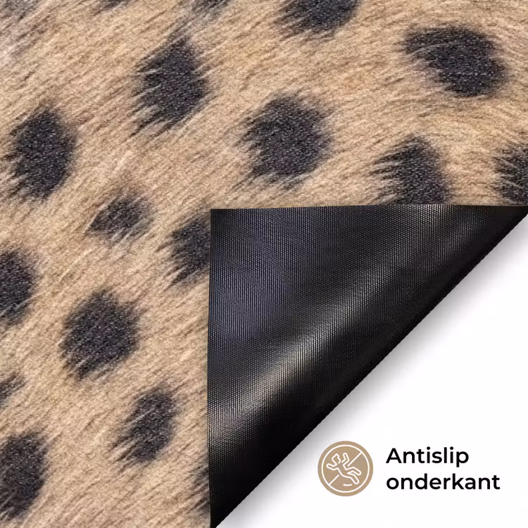 Vacht - Jachtluipaard - Zwart - Wit Deurmat klein -antislip_NL