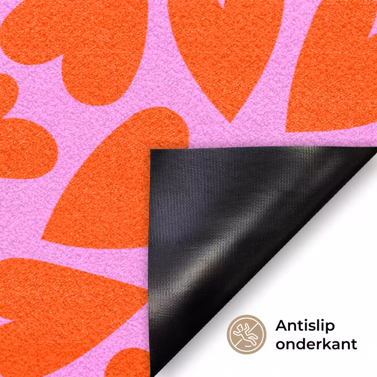 Valentijn - Patroon - Roze - Rood Deurmat klein 898 -antislip_NL