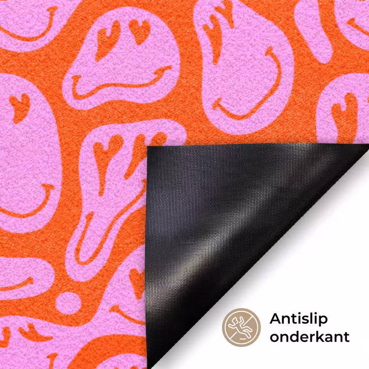 Valentijn - Smiley - Rood - Roze Deurmat klein 898 -antislip_NL