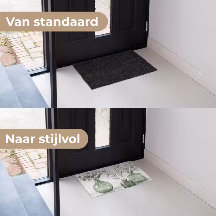 Vazen - Bladeren - Groen Deurmat klein -voor-na_NL