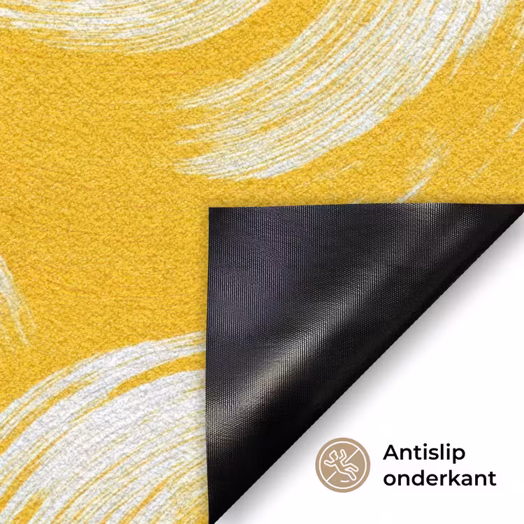 Verfstreken - Abstract - Dynamisch - Geel Deurmat klein 898 -antislip_NL