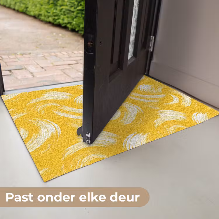 Verfstreken - Abstract - Dynamisch - Geel Deurmat klein 898 -USP_NL