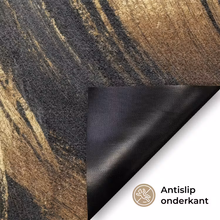 Verfstreken - Abstract - Goud - Zwart Deurmat klein 898 -antislip_NL