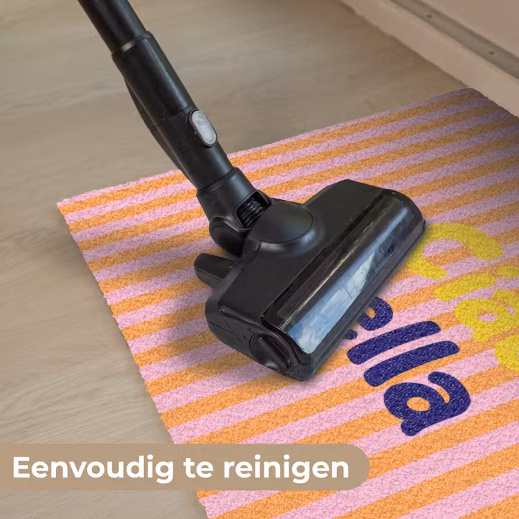 Verticaal - Strepen - Oranje - Ciao bella Deurmat klein -reinigen_NL