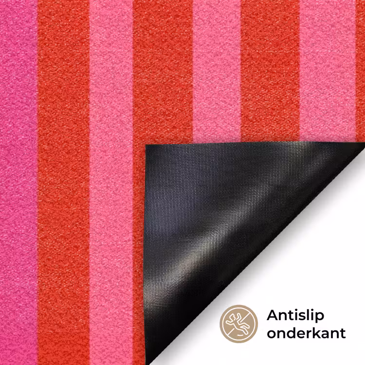 Verticaal - Strepen - Roze Deurmat klein 898 -antislip_NL