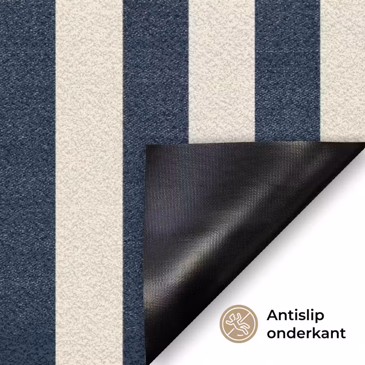 Verticale strepen - Blauw - Crème Deurmat klein 898 -antislip_NL