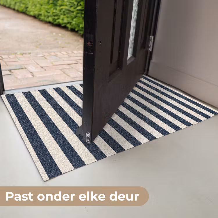 Verticale strepen - Blauw - Crème Deurmat klein 898 -USP_NL