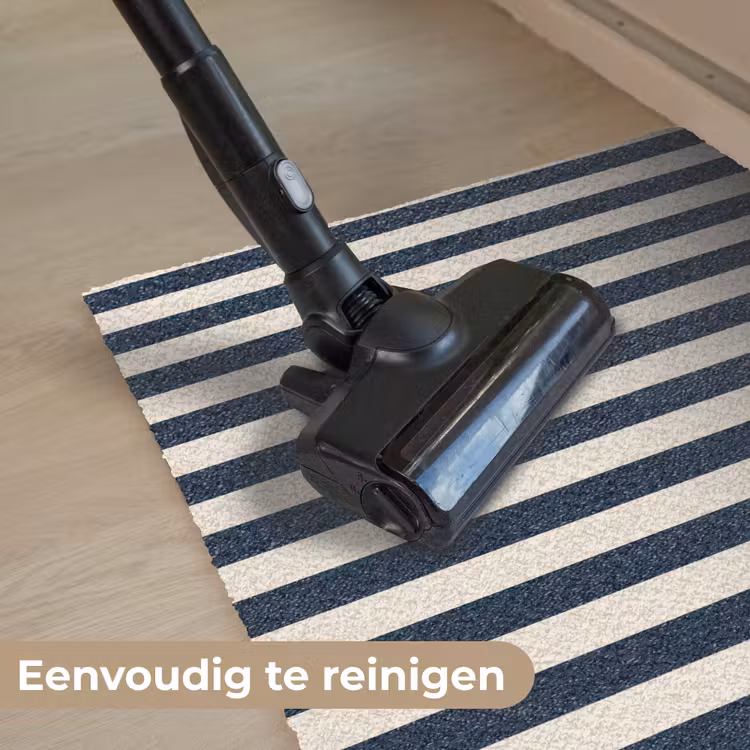 Verticale strepen - Blauw - Crème Deurmat klein 898 -reinigen_NL