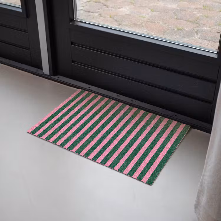 Verticale strepen - Groen - Roze Deurmat klein 898 -sfeer2