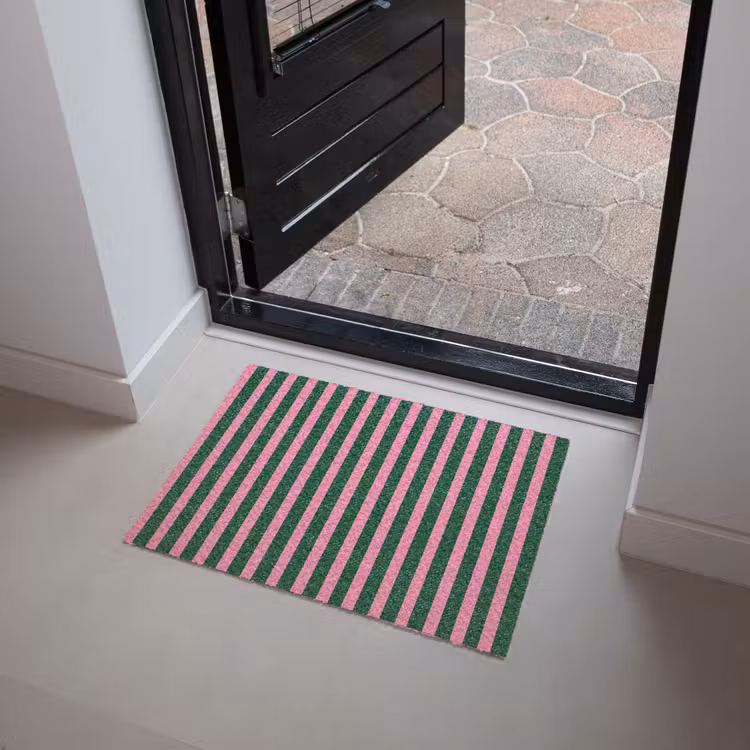 Verticale strepen - Groen - Roze Deurmat klein 898 -sfeer5