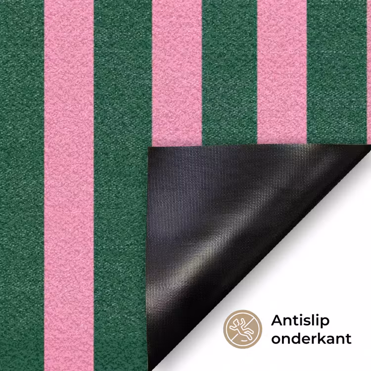 Verticale strepen - Groen - Roze Deurmat klein 898 -antislip_NL