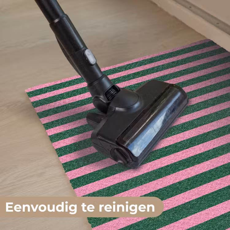 Verticale strepen - Groen - Roze Deurmat klein 898 -reinigen_NL