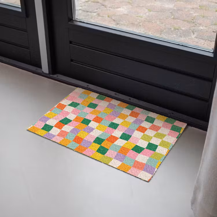 Vierkanten - Kleurrijk - Golvend Deurmat klein -sfeer2