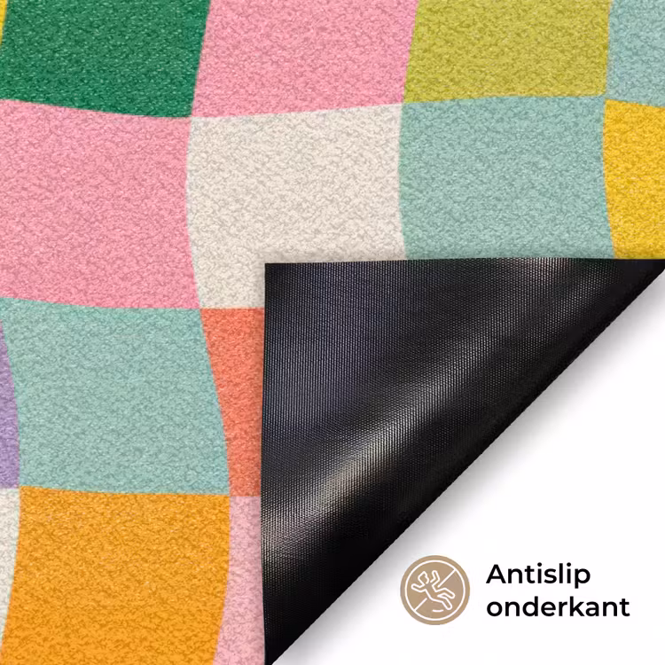 Vierkanten - Kleurrijk - Golvend Deurmat klein -antislip_NL