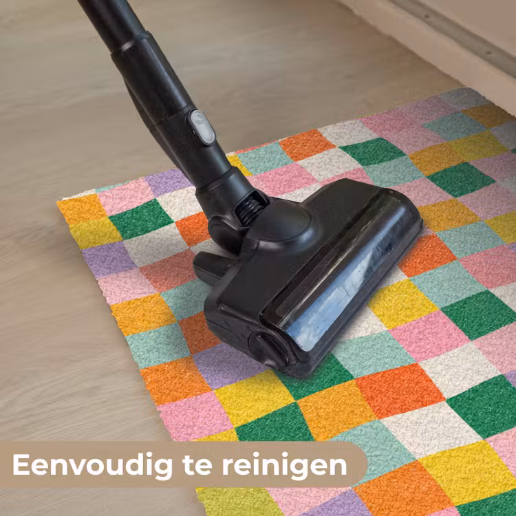 Vierkanten - Kleurrijk - Golvend Deurmat klein -reinigen_NL