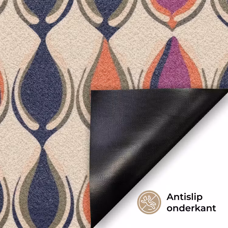 Vintage - Retro - Kleurrijk Deurmat klein 898 -antislip_NL