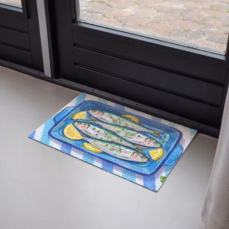 Vis - Citroen - Kruiden - Eten - Blauw Deurmat klein -sfeer2