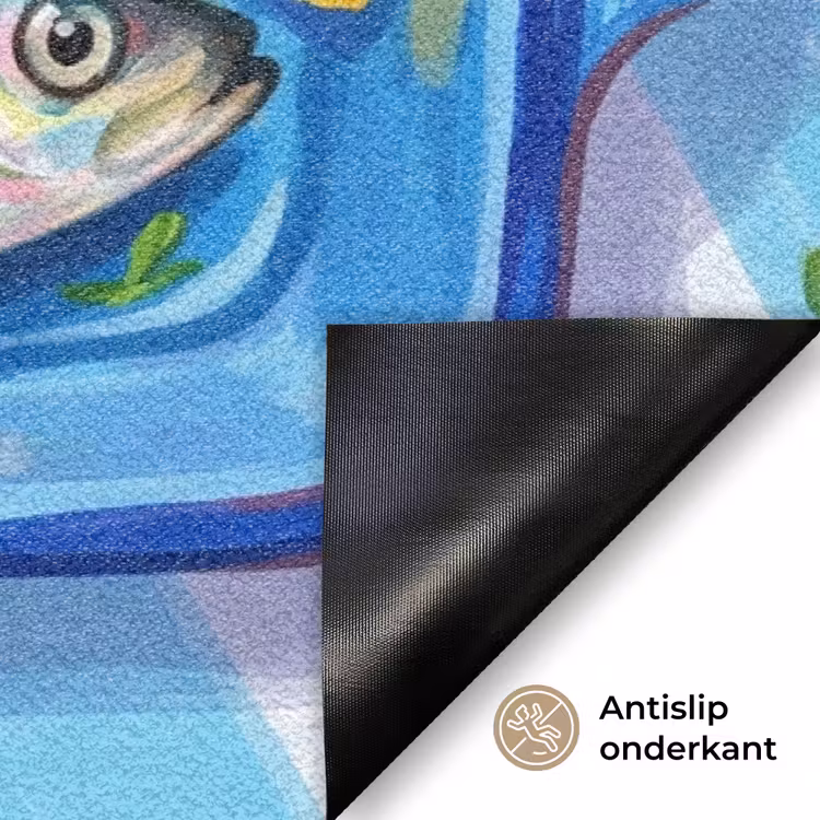 Vis - Citroen - Kruiden - Eten - Blauw Deurmat klein -antislip_NL