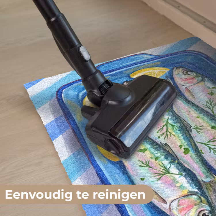 Vis - Citroen - Kruiden - Eten - Blauw Deurmat klein -reinigen_NL