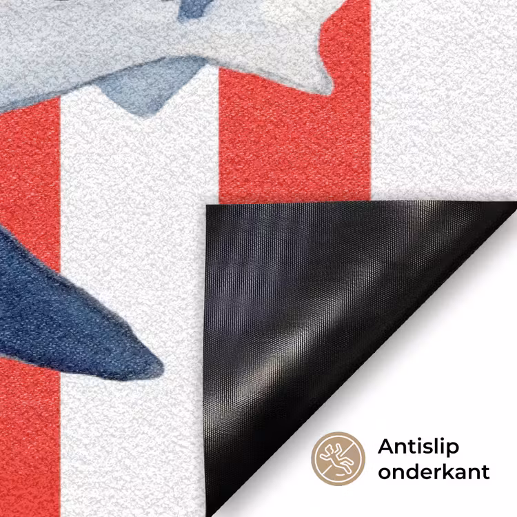 Vis - Haai - Zee - Illustratie - Blauw Deurmat klein -antislip_NL