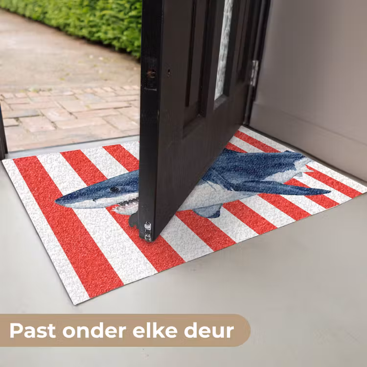 Vis - Haai - Zee - Illustratie - Blauw Deurmat klein -USP_NL