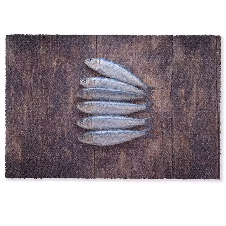 Deurmat - Vis - Hout - Eten - Vis - Hout - Eten Deurmat klein