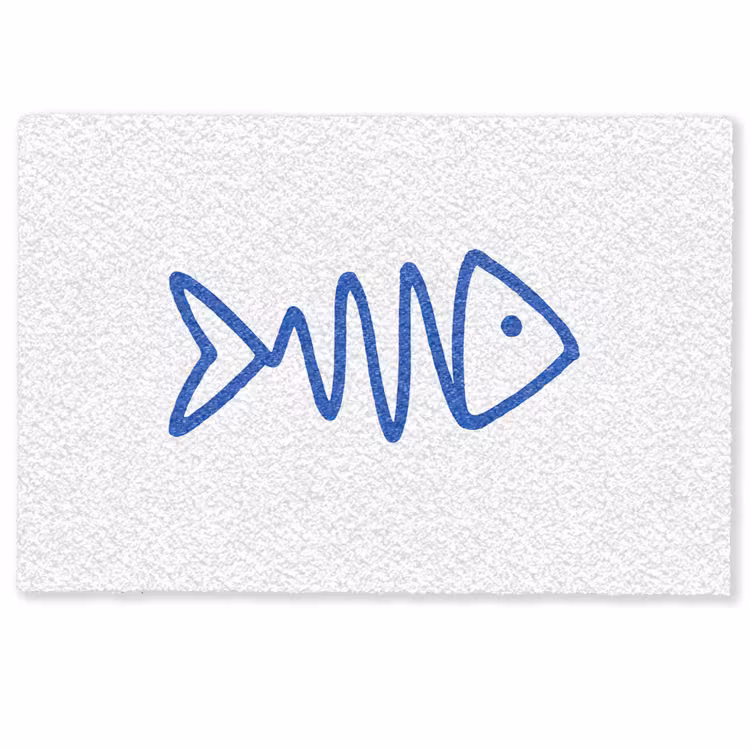 Vis - Minimalistisch - Blauw - Lijn Deurmat klein -zkaufland3d