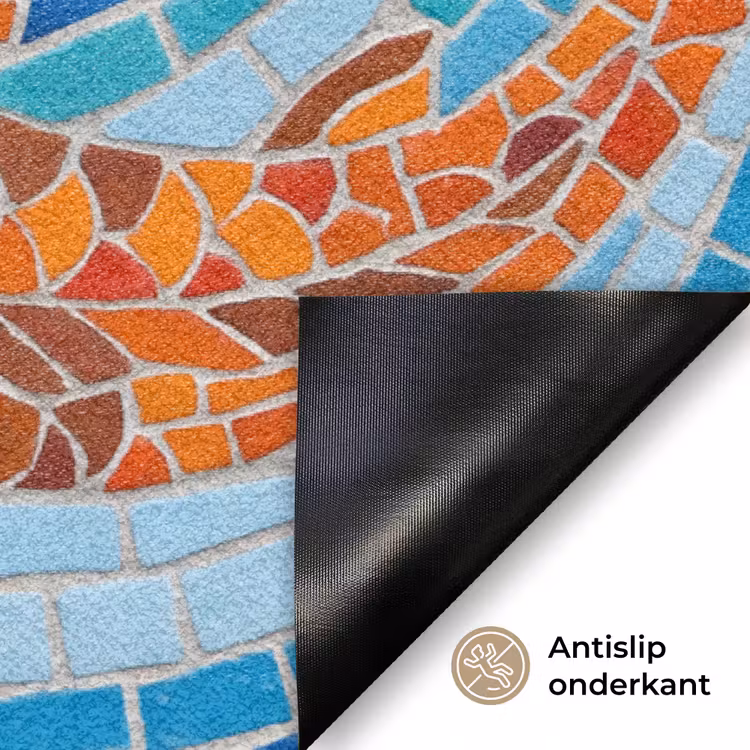 Vis - Mozaïek - Water - Decoratief - Blauw Deurmat klein -antislip_NL