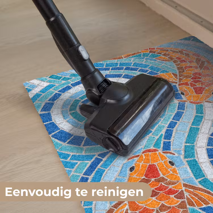 Vis - Mozaïek - Water - Decoratief - Blauw Deurmat klein -reinigen_NL