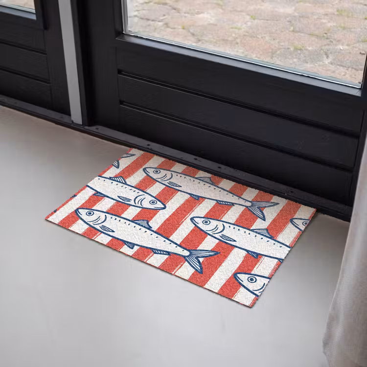 Vis - Patroon - Strepen - Illustratie - Rood Deurmat klein -sfeer2