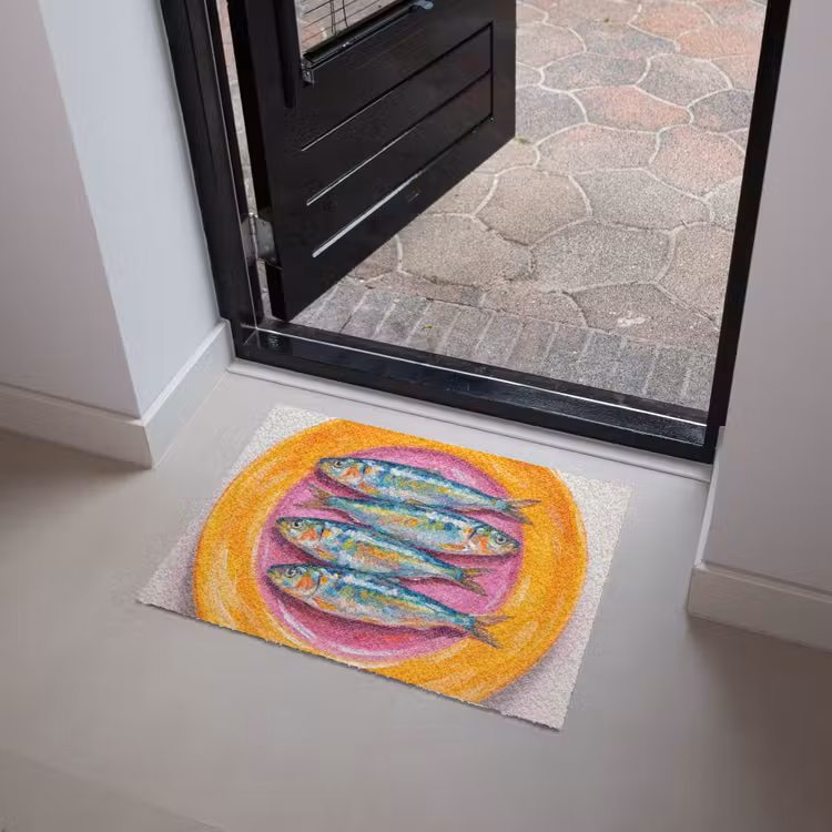 Vis - Vier - Eten - Modern - Kleurrijk Deurmat klein -sfeer5
