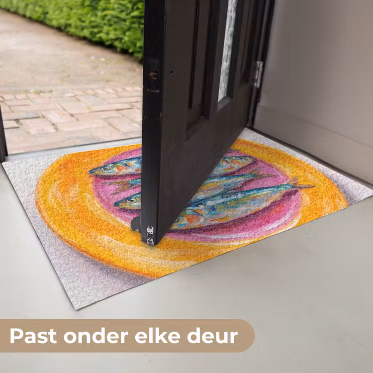 Vis - Vier - Eten - Modern - Kleurrijk Deurmat klein -USP_NL