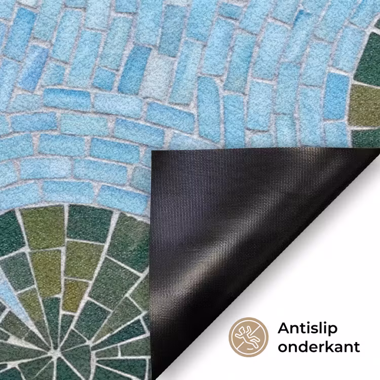 Vis - Water - Natuur - Mozaïek - Blauw Deurmat klein -antislip_NL