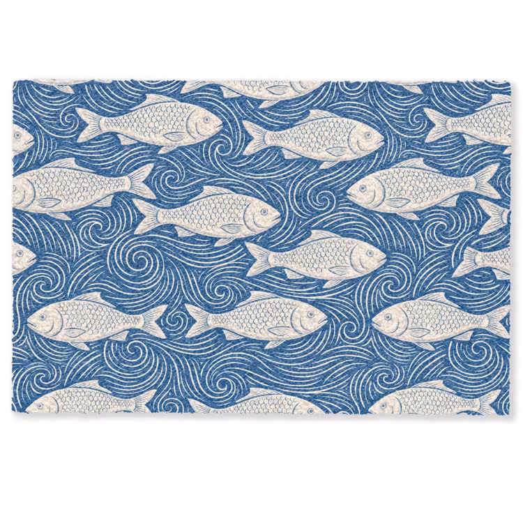 Vis - Water - Patroon - Grafisch - Blauw Deurmat klein -zkaufland3d