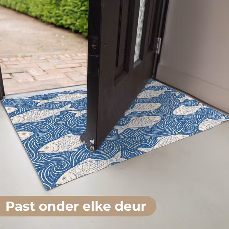 Vis - Water - Patroon - Grafisch - Blauw Deurmat klein -USP_NL