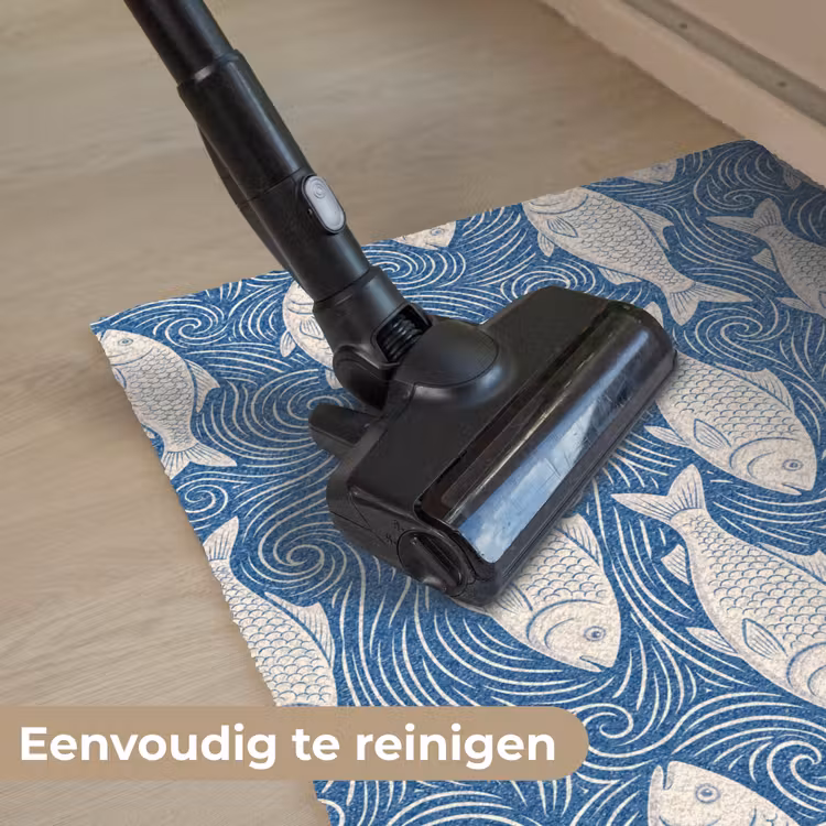 Vis - Water - Patroon - Grafisch - Blauw Deurmat klein -reinigen_NL